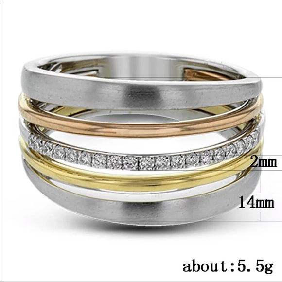 New 925 Silver Three Color Diamond 💍 Ring - Picture 6 of 6